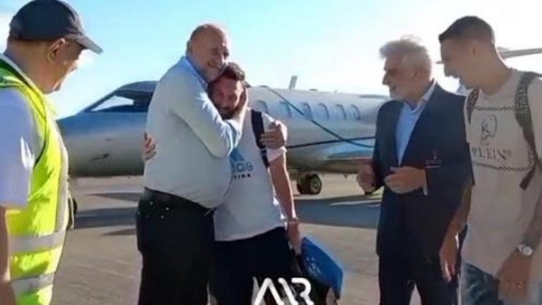 Perotti recibió a Messi y Di María y es el único político que consiguió la foto más buscada